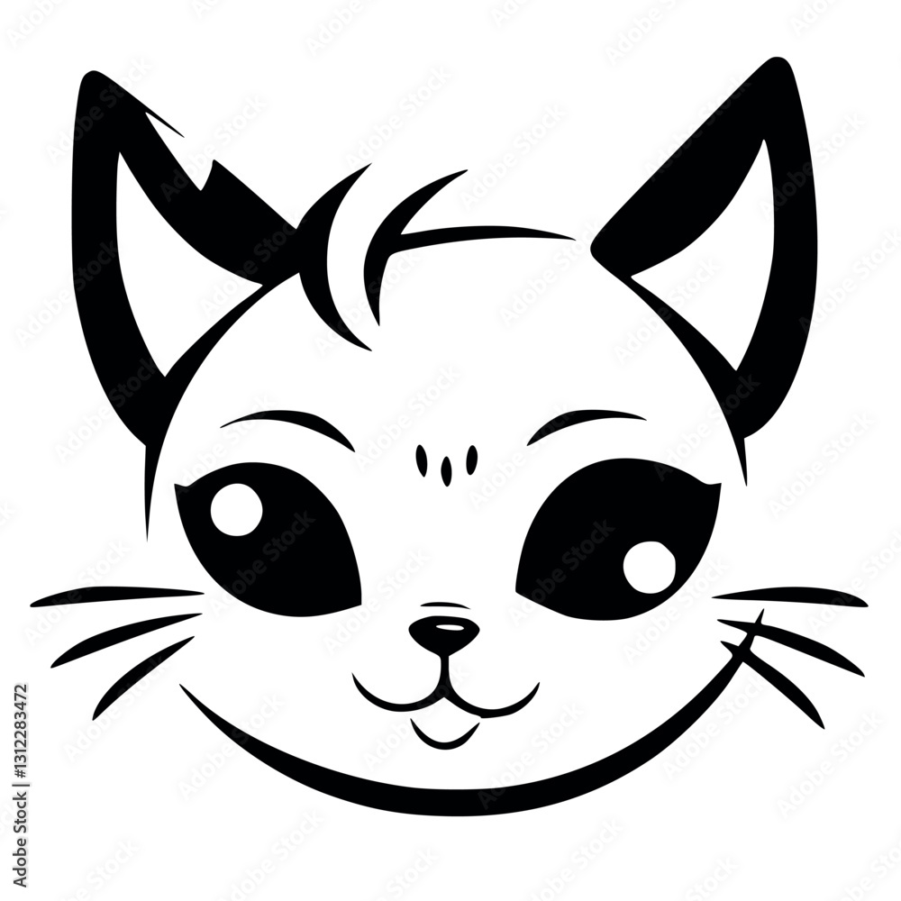 Kawaii White Cat Face – Playful Feline Whimsy Kawaii White Cat Face – Playful Feline Whimsy