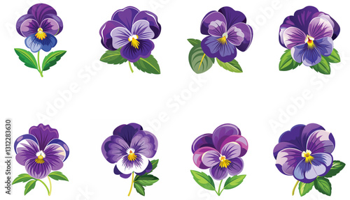 set of spring flowers