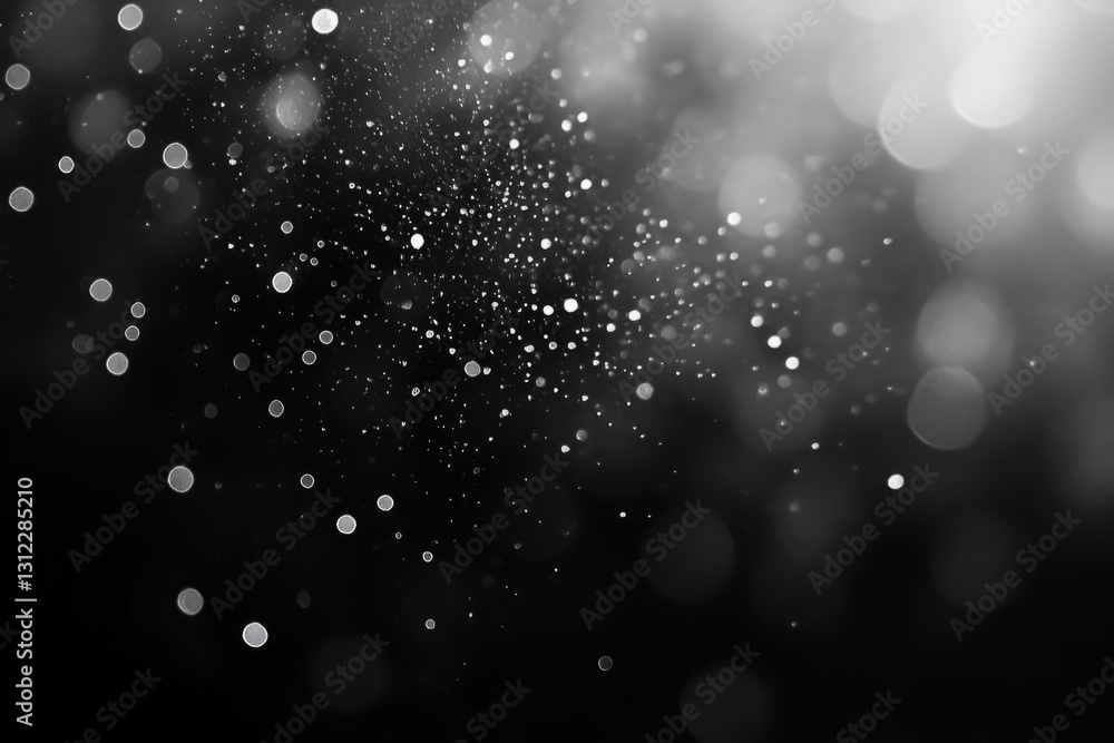 Abstract black and white festive background with blurred lights and glitter creating a magical atmosphere Abstract black and white festive background with blurred lights and glitter creating a magical atmosphere