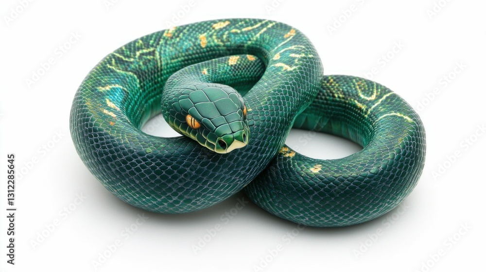 Obraz premium Isolated Green Snake with Intricate Scales