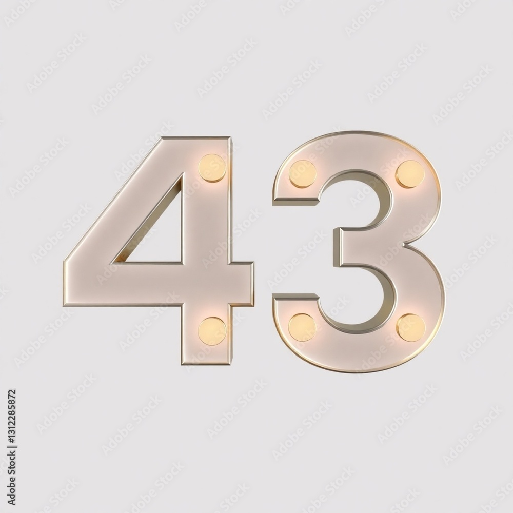 A high-resolution stock photo of the number 43, styled for commercial use, exhibiting professional-grade quality, sharp focus, and crisp lines A high-resolution stock photo of the number 43, styled for commercial use, exhibiting professional-grade quality, sharp focus, and crisp lines