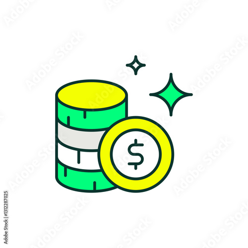 Stablecoin Pegged Icon in Colors for USD-Backed Assets and Price-Stable Cryptocurrency.