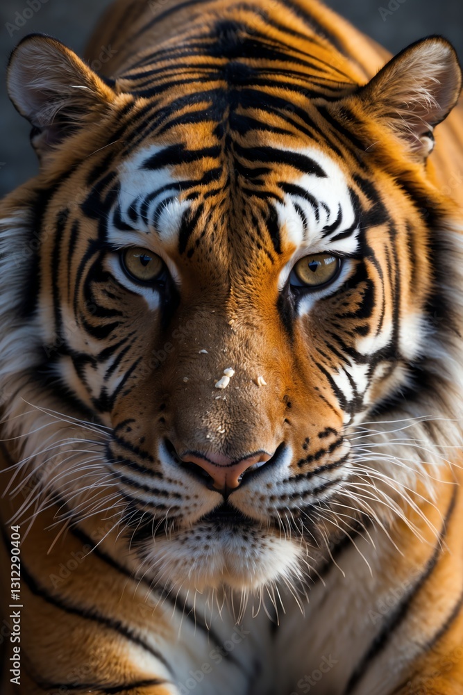 Fototapeta premium Intense Tiger Portrait Staring Ahead with Sharp Focus and Striking Details