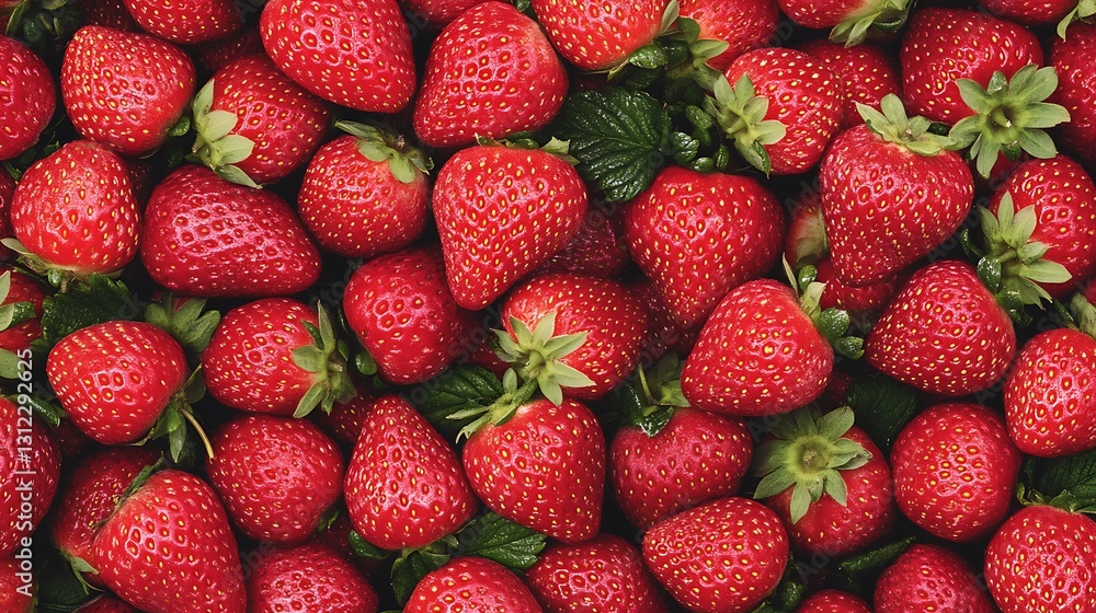 Fresh strawberries being prepared in a kitchen, background of more fruit, for advertising use Fresh strawberries being prepared in a kitchen, background of more fruit, for advertising use