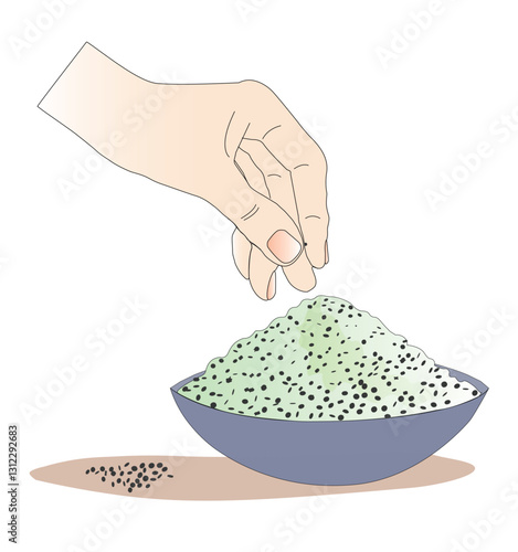 handpicking separating stones from rice bowl