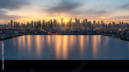 Wallpaper Mural City Skyline Reflection in Infinity Pool at Sunset Torontodigital.ca