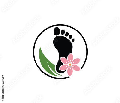 Foot Care Logo with Floral Design for Spa or Wellness