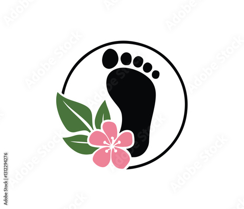 Foot Care Logo with Floral Design for Spa or Wellness
