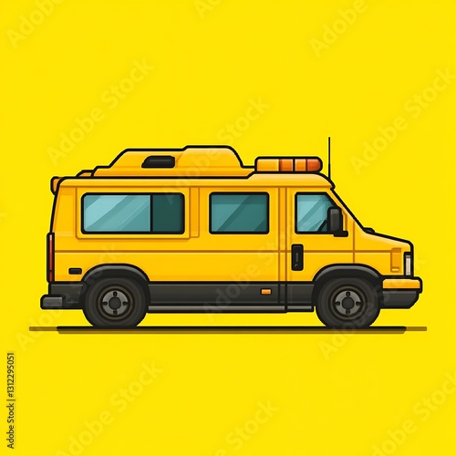 Wallpaper Mural Yellow Van Illustration Side Profile View Torontodigital.ca