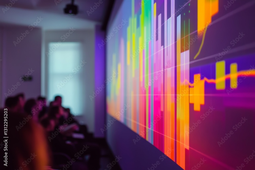 Vibrant Business Data Presentation with Colorful Graphs and Analytics in a Modern Setting Vibrant Business Data Presentation with Colorful Graphs and Analytics in a Modern Setting