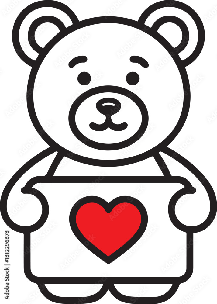 Cute teddy bear icon holding a heart, perfect for Valentine's, kids' projects, greeting cards, or holiday themes, as a decorative element Cute teddy bear icon holding a heart, perfect for Valentine's, kids' projects, greeting cards, or holiday themes, as a decorative element