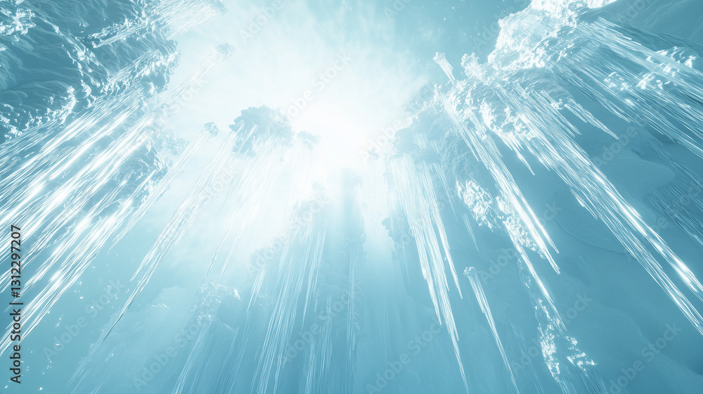 Fototapeta premium Icy Cave Interior with Sunlight