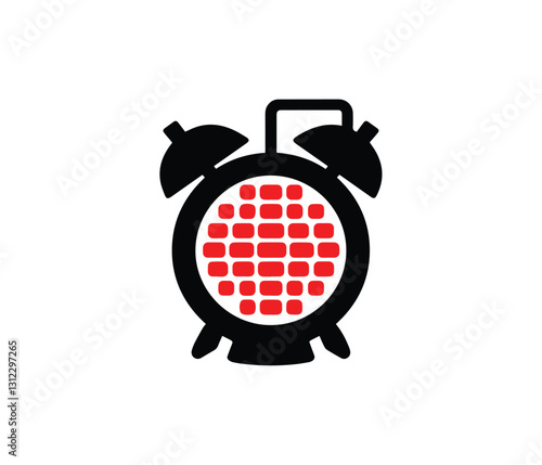 Stylish Alarm Clock Icon with Red Digital Display. light logo. emergency logo. emergency light logo.