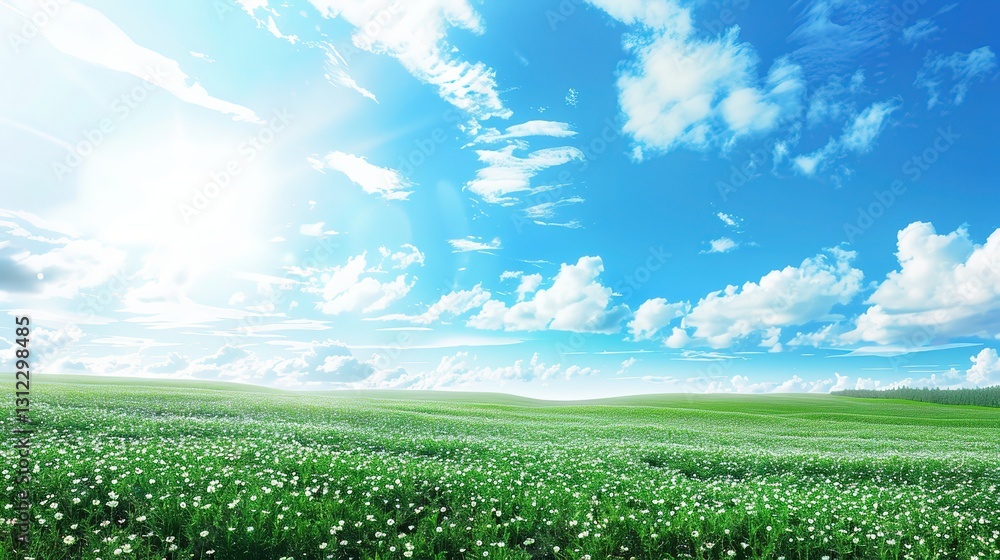 Fototapeta premium Blooming Fields: A Sea of Flowers in the Breeze
