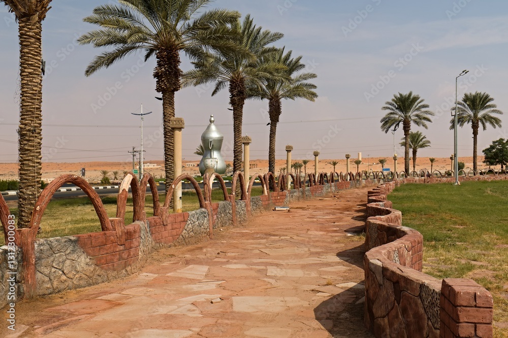 Fototapeta premium View of a roundabout in Jubbah city. Saudi Arabia. Asia.