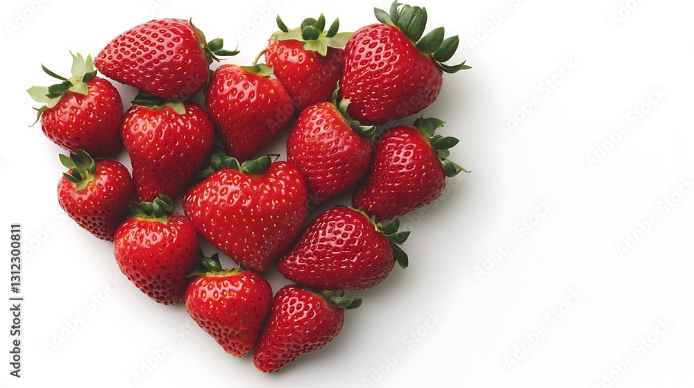 Heart of strawberries on white, ideal for healthy eating or Valentine's Day promotions Heart of strawberries on white, ideal for healthy eating or Valentine's Day promotions