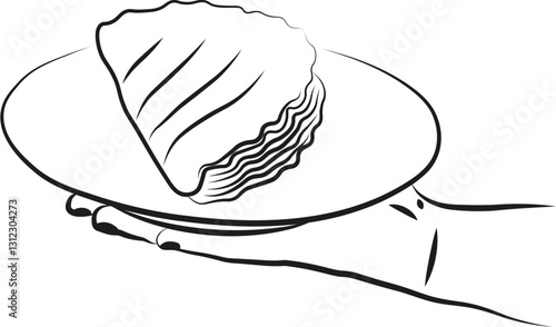 Une illustration d'une main tenant une assiette avec un chausson aux pommes, pâtisserie française
