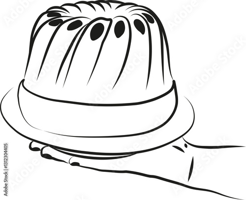 Une illustration d'une main tenant une assiette avec une brioche alsacienne pâtisserie française