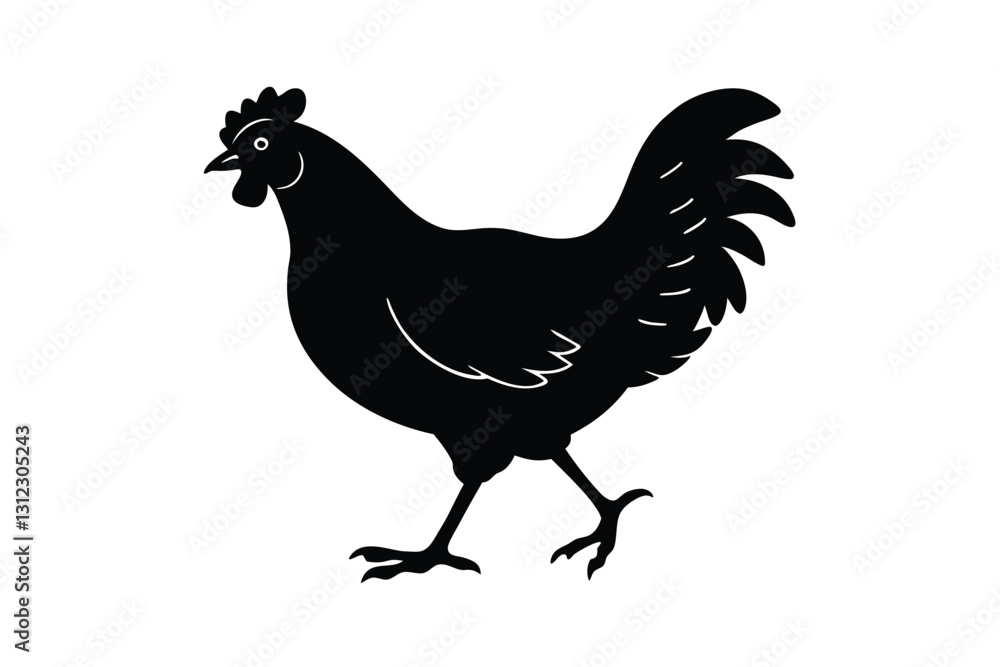 Fototapeta premium Silhouette of Chicken vector illustration.