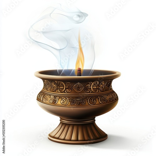 Wallpaper Mural Realistic 3D Icon Cartoon of a Traditional Incense Burner with Smoke isolated on clear white background Torontodigital.ca
