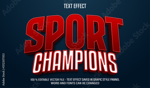 Sport Champions 3d editable text effect style