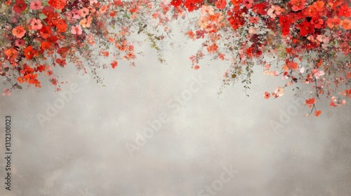 Elegant Red Floral Watercolor Painting