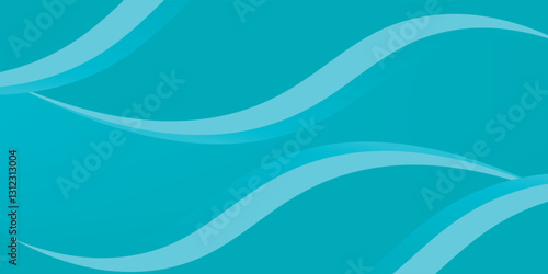 Abstract modern light blue motion curves element on blue background. Vector illustration with horizontal layout. memphis style with circle, dot pattern and square element.