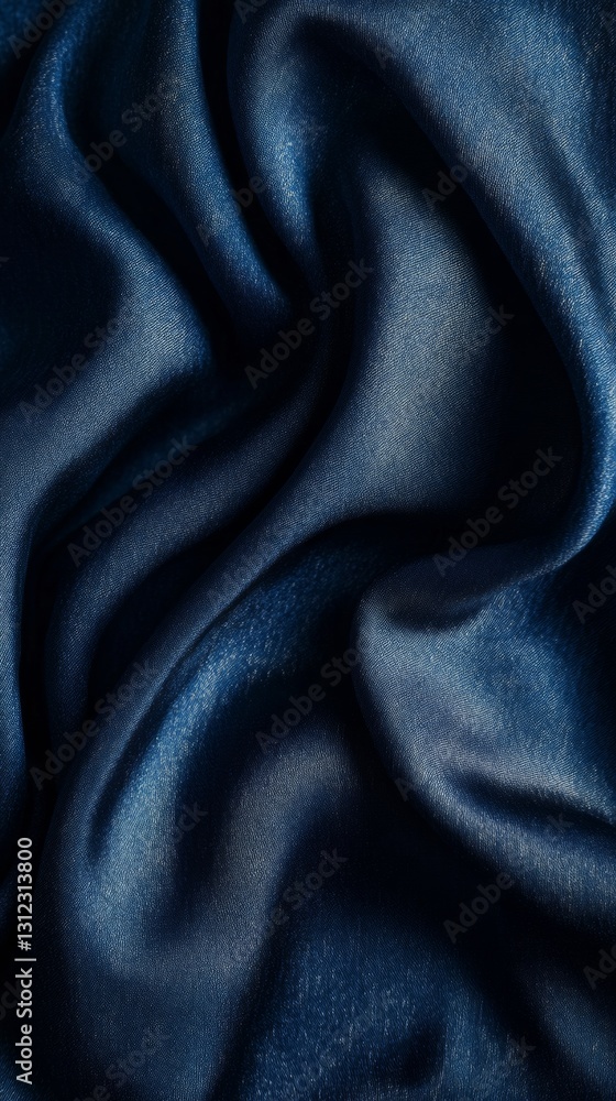 Obraz premium Luxurious deep blue silk fabric with elegant folds and soft texture