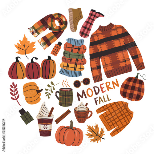 Warm and cozy autumn collection featuring pumpkins, sweaters, and seasonal delights