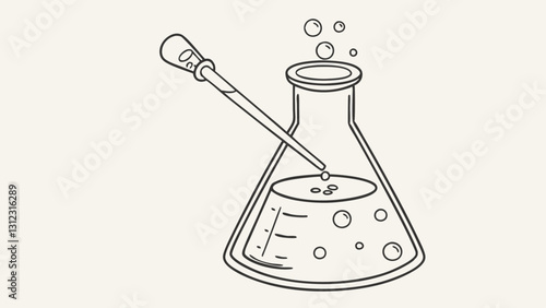 A minimal scientific test tube icon containing a liquid chemical, symbolizing medical research, laboratory testing, and pharmaceutical innovation
