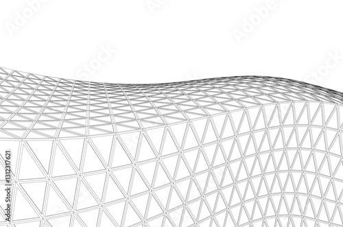 Futuristic Parametric Architecture with Geometric Grid Structure