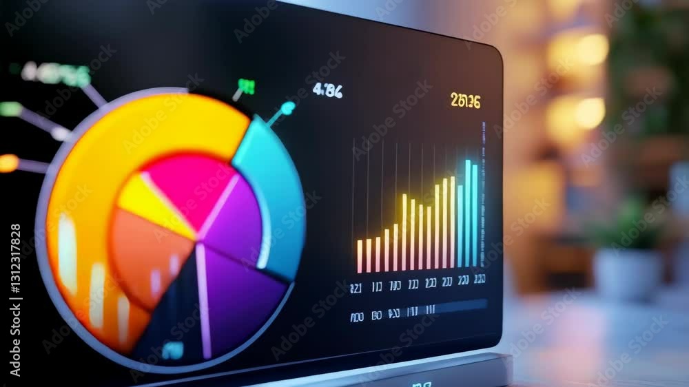 Business analytics UI with bold primary colors, blue, yellow, and red ...