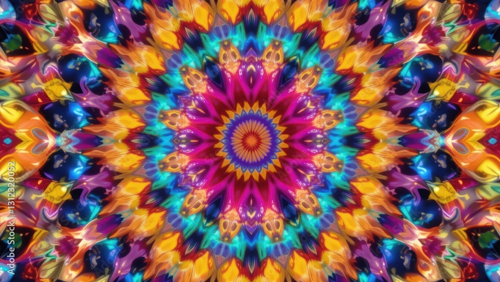 Vibrant Kaleidoscope Pattern with Multicolored Geometric Shapes and Abstract Design Elements Vibrant Kaleidoscope Pattern with Multicolored Geometric Shapes and Abstract Design Elements