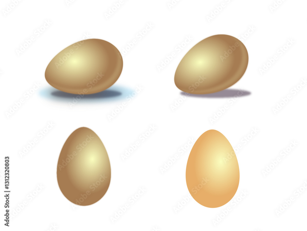 Chicken eggs. Set of vector 3D eggs, isolated on a white background. Chicken eggs. Set of vector 3D eggs, isolated on a white background.