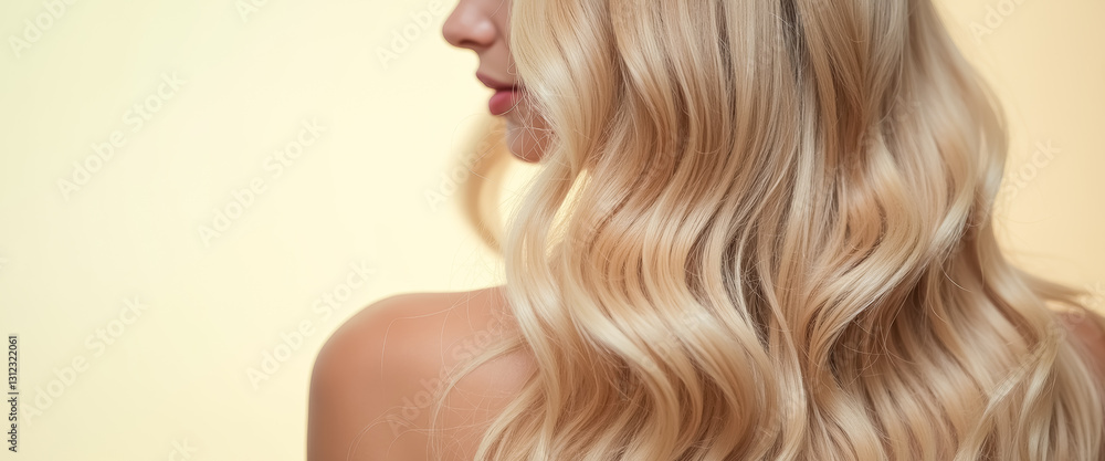 Naklejka premium long wavy blonde hair cascading down back