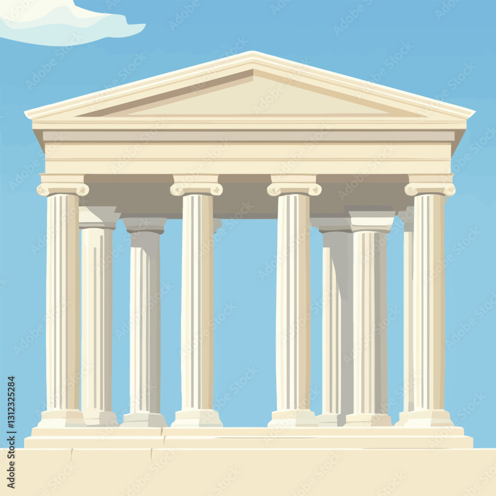 Obraz premium A flat 2D vector of a grand classical Greek temple with marble columns.