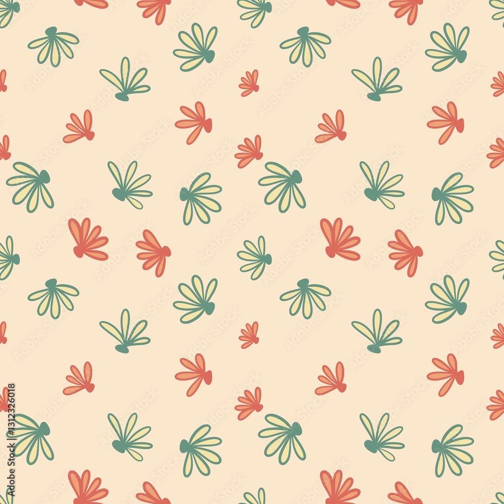 Seamless flowers art on pattern for background and backdrop.