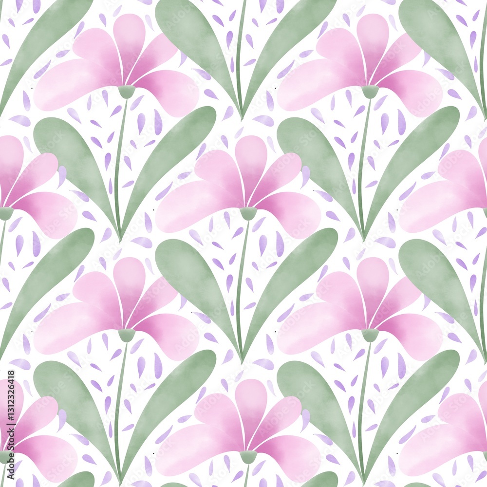 Flowers with leaves round frame illustration .