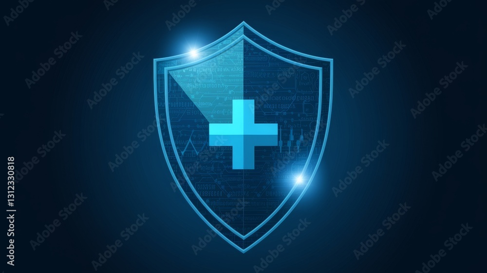 Obraz premium A minimalist, stylish medical cross with soft gradient lighting and a tech-inspired atmosphere