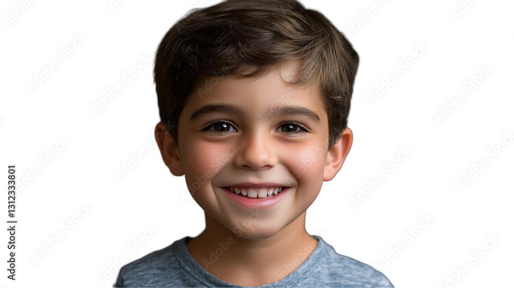 Charming young man with a bright smile and joyful expression, looking confident and cheerful, isolated on a transparent background for easy customization and design use.