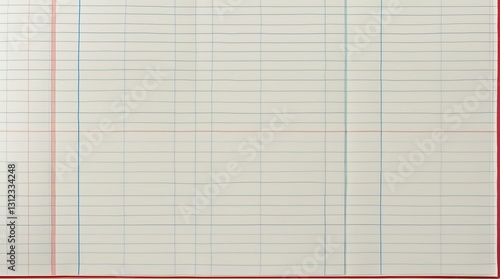 Ledger Sheet Close Up with Blue and Red Lines for Accounting