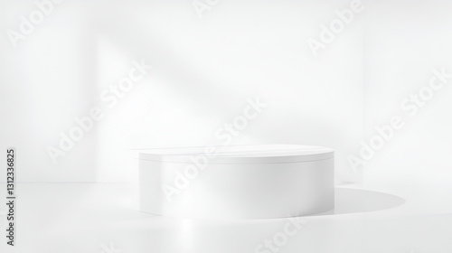 Round podium on a white background with shadows