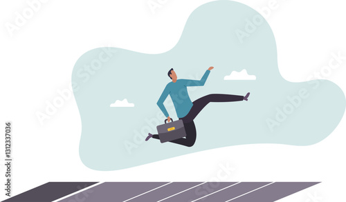 Business challenge, ambition to win competition or better than previous try, effort to achieve target or goal,business concept.flat character.