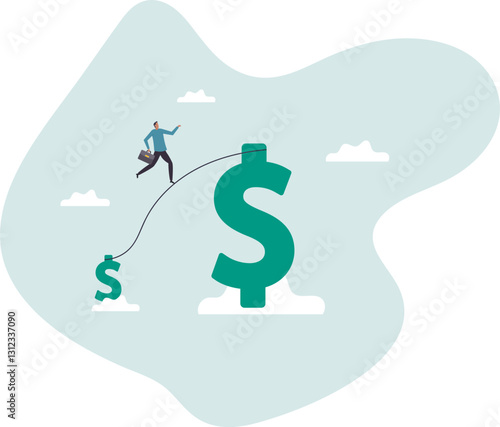 Investment growth high risk high reward, growing wealth or increase wages, salary or income, earning or profit savings .business concept.flat character.