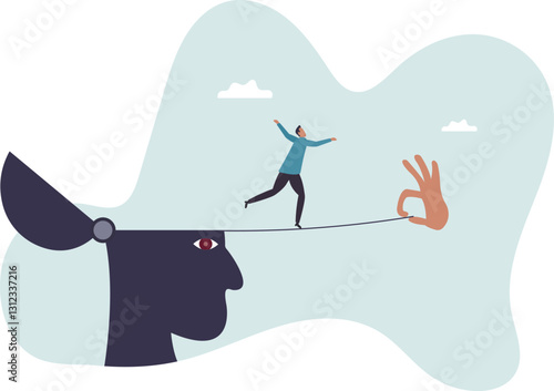 Challenge yourself, adversity or motivate self to overcome difficulty, practice or self development to be success .business concept.flat character.