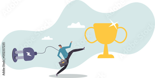 Try too hard, business limit or mistake causing failure, almost success but fail, bad planning or mismanagement.business concept.flat character.