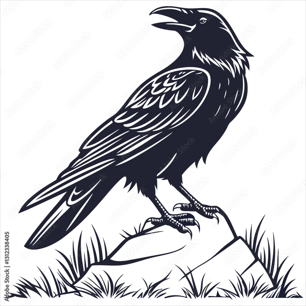 Naklejka premium silhouette crow image on white background 