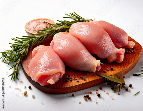 Obraz na płótnie Raw chicken thighs and drumsticks skin-on bone-in on white background w salonie