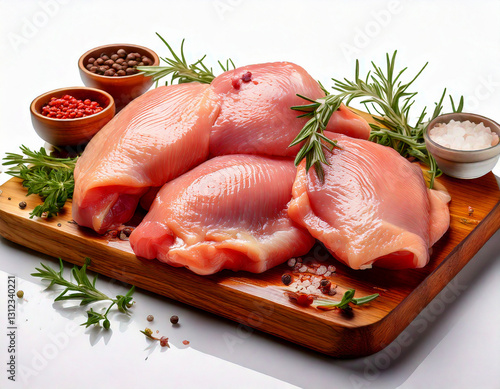 Obraz na płótnie Raw chicken thighs and drumsticks skin-on bone-in on white background w salonie
