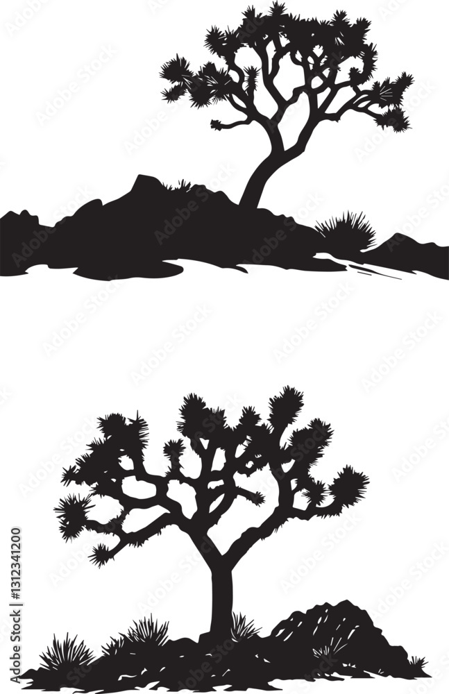 Joshua tree set silhouette vector Joshua tree set silhouette vector